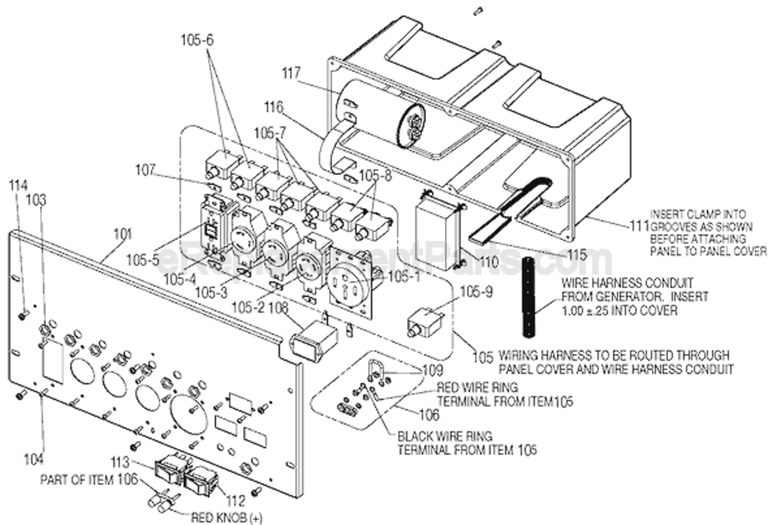 Page B Diagram and Parts List for H1000IS-W Type 1 Porter Cable Generator